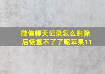 微信聊天记录怎么删除后恢复不了了呢苹果11