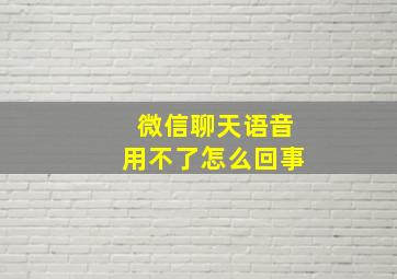 微信聊天语音用不了怎么回事