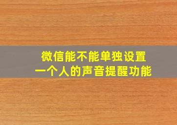 微信能不能单独设置一个人的声音提醒功能