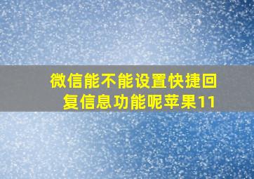 微信能不能设置快捷回复信息功能呢苹果11