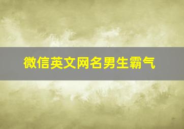 微信英文网名男生霸气