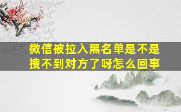 微信被拉入黑名单是不是搜不到对方了呀怎么回事