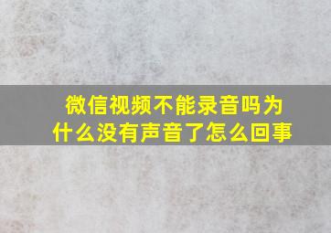 微信视频不能录音吗为什么没有声音了怎么回事