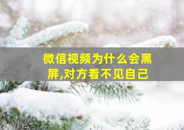 微信视频为什么会黑屏,对方看不见自己