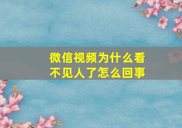 微信视频为什么看不见人了怎么回事