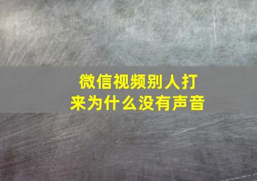 微信视频别人打来为什么没有声音