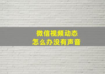 微信视频动态怎么办没有声音