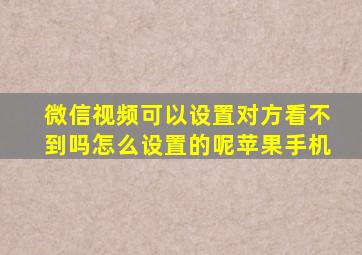 微信视频可以设置对方看不到吗怎么设置的呢苹果手机