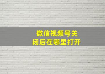 微信视频号关闭后在哪里打开