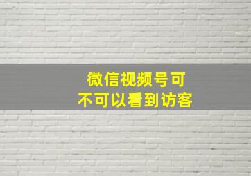 微信视频号可不可以看到访客