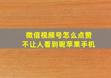 微信视频号怎么点赞不让人看到呢苹果手机