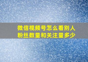 微信视频号怎么看别人粉丝数量和关注量多少