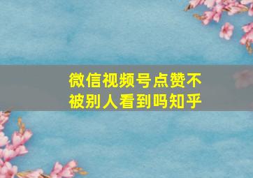 微信视频号点赞不被别人看到吗知乎