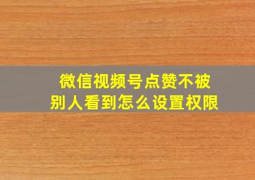 微信视频号点赞不被别人看到怎么设置权限