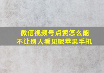 微信视频号点赞怎么能不让别人看见呢苹果手机