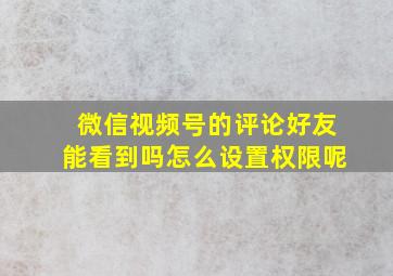 微信视频号的评论好友能看到吗怎么设置权限呢