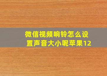 微信视频响铃怎么设置声音大小呢苹果12