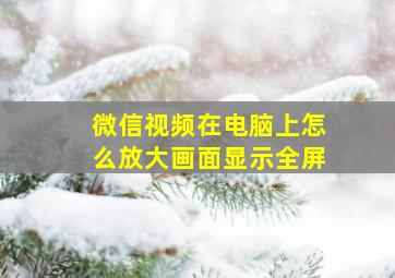 微信视频在电脑上怎么放大画面显示全屏