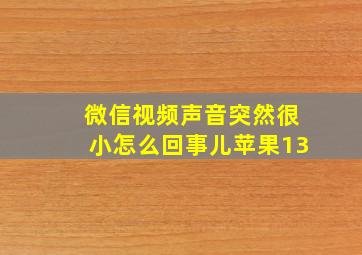 微信视频声音突然很小怎么回事儿苹果13