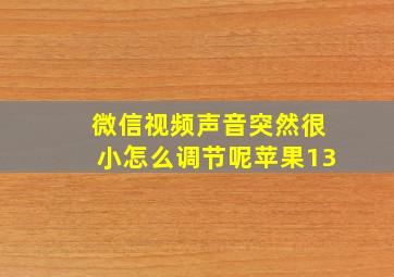 微信视频声音突然很小怎么调节呢苹果13