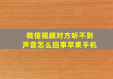 微信视频对方听不到声音怎么回事苹果手机