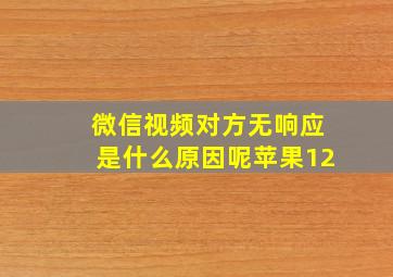 微信视频对方无响应是什么原因呢苹果12