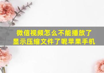 微信视频怎么不能播放了显示压缩文件了呢苹果手机