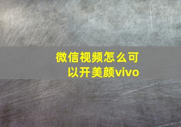 微信视频怎么可以开美颜vivo