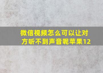 微信视频怎么可以让对方听不到声音呢苹果12