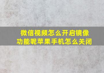 微信视频怎么开启镜像功能呢苹果手机怎么关闭