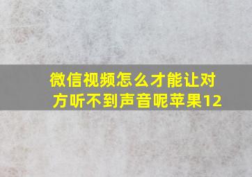 微信视频怎么才能让对方听不到声音呢苹果12