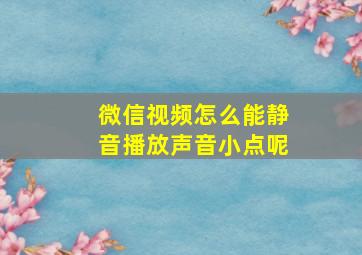 微信视频怎么能静音播放声音小点呢