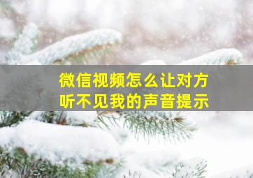 微信视频怎么让对方听不见我的声音提示