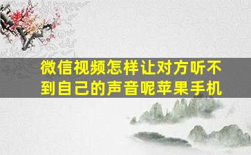 微信视频怎样让对方听不到自己的声音呢苹果手机