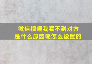 微信视频我看不到对方是什么原因呢怎么设置的