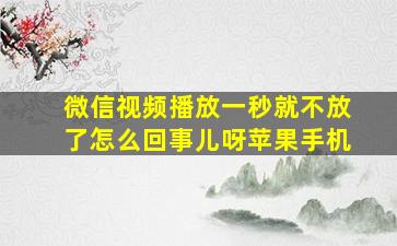 微信视频播放一秒就不放了怎么回事儿呀苹果手机