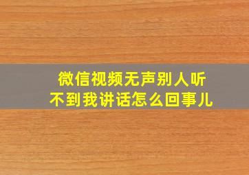 微信视频无声别人听不到我讲话怎么回事儿