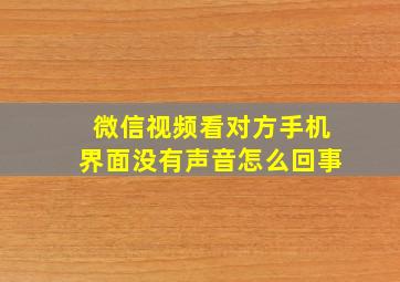 微信视频看对方手机界面没有声音怎么回事