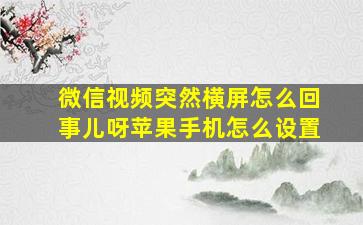 微信视频突然横屏怎么回事儿呀苹果手机怎么设置