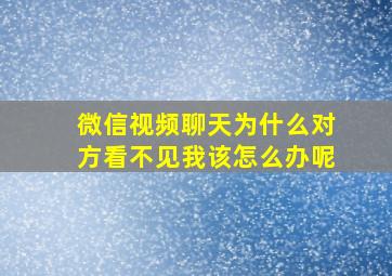 微信视频聊天为什么对方看不见我该怎么办呢