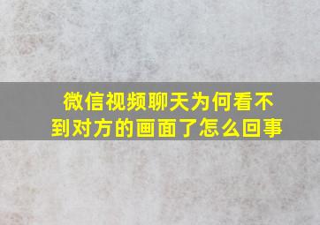 微信视频聊天为何看不到对方的画面了怎么回事