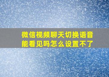 微信视频聊天切换语音能看见吗怎么设置不了