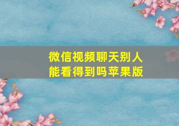 微信视频聊天别人能看得到吗苹果版