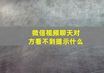 微信视频聊天对方看不到提示什么