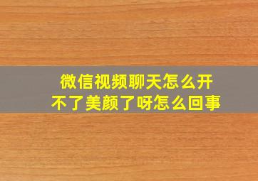 微信视频聊天怎么开不了美颜了呀怎么回事