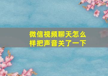 微信视频聊天怎么样把声音关了一下