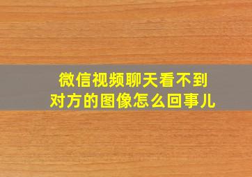 微信视频聊天看不到对方的图像怎么回事儿