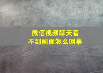 微信视频聊天看不到画面怎么回事