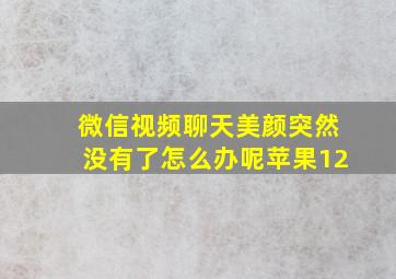 微信视频聊天美颜突然没有了怎么办呢苹果12