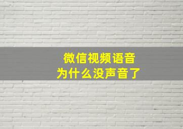 微信视频语音为什么没声音了